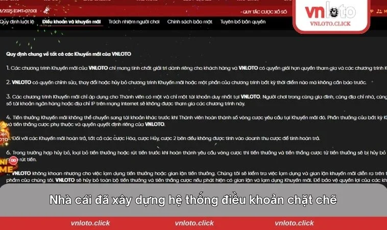 Nhà cái đã xây dựng hệ thống điều khoản chặt chẽ