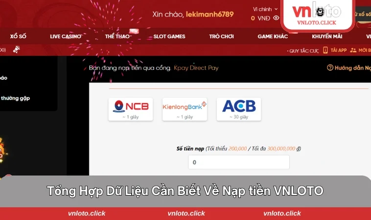 Thông tin quan trọng cần biết về nạp tiền VNLOTO cho tín đồ