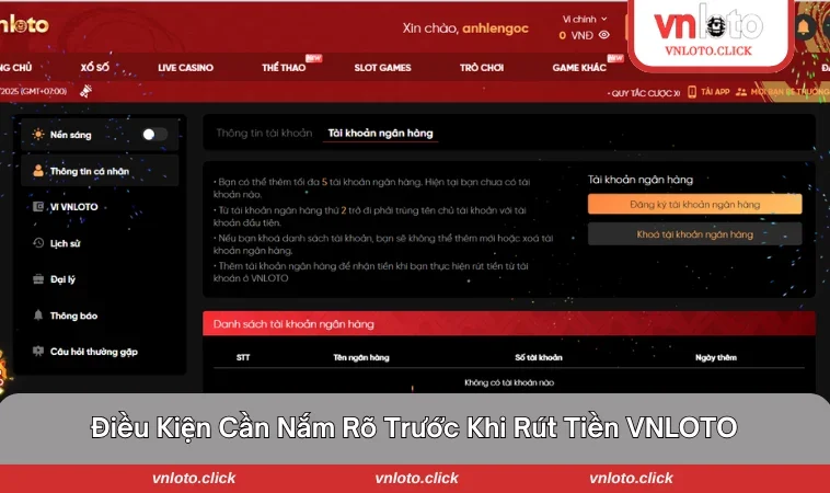 Điều kiện cần thiết trước khi rút tiền VNLOTO