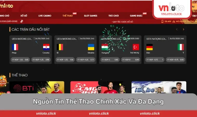 Nguồn thể thao chính xác và đa dạng